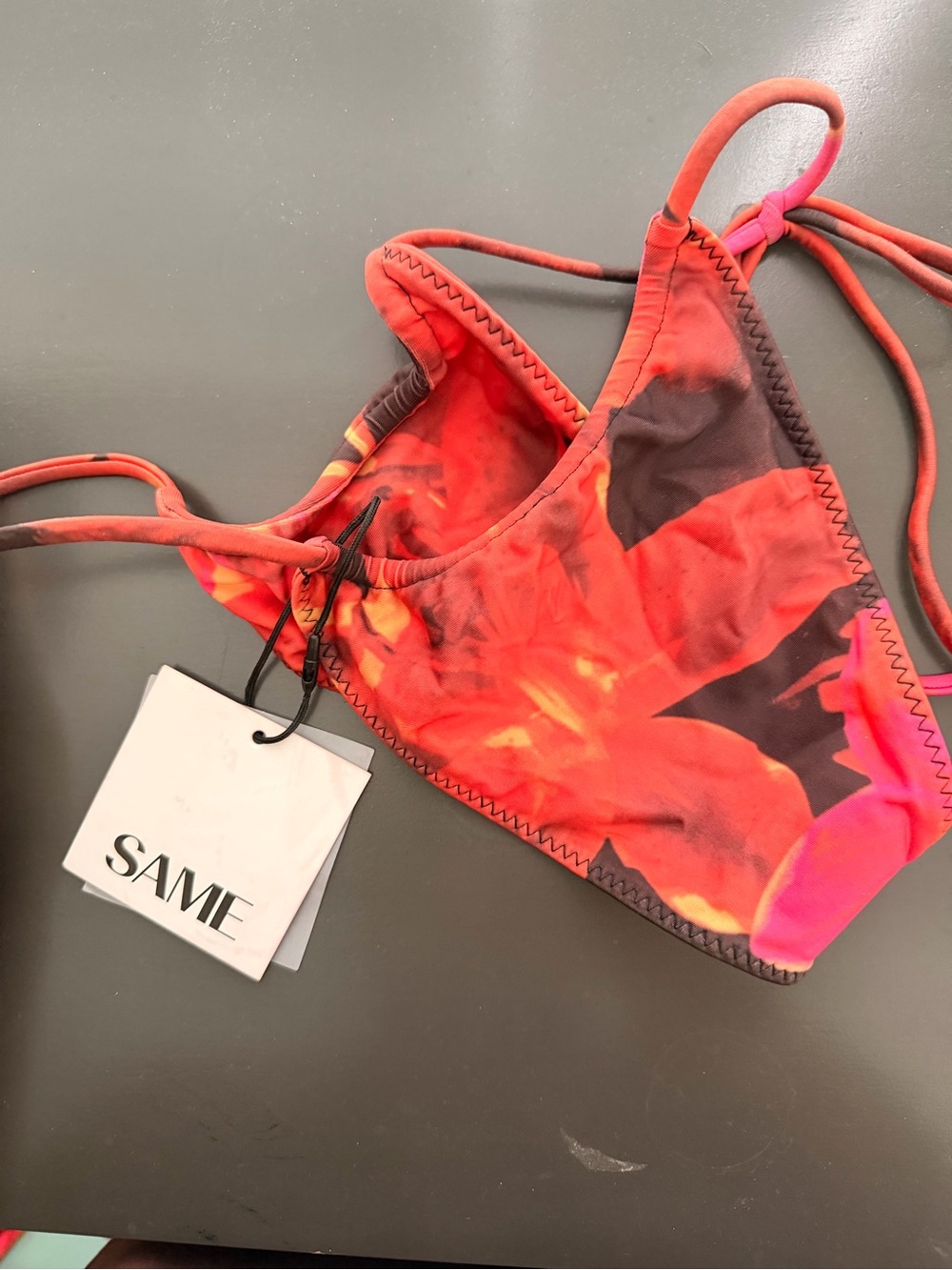 SAME Swim Red Floral String Bikini Bottoms